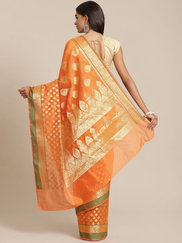 Orange colored Silk saree