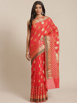 Red colored Semi Silk saree