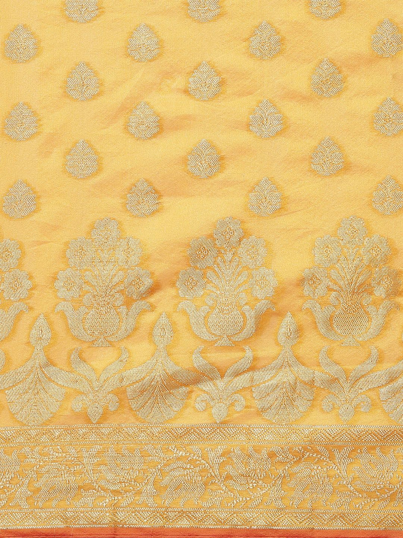 Mustard colored Silk saree