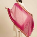 Pink Chiffon Silk Pure Banarasi Dupatta With Zari Booti Work