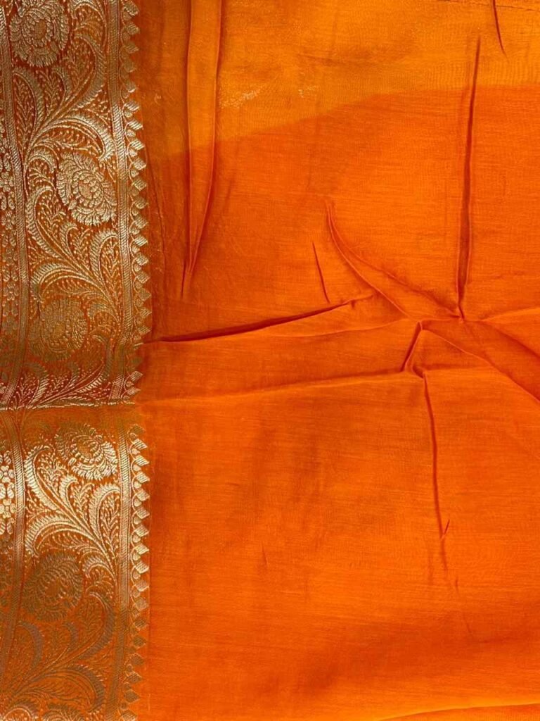 Lemon Cotton Silk Pure Banarasi Saree