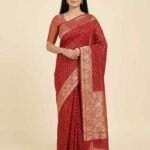 Red Cotton Silk Pure Banarasi Saree