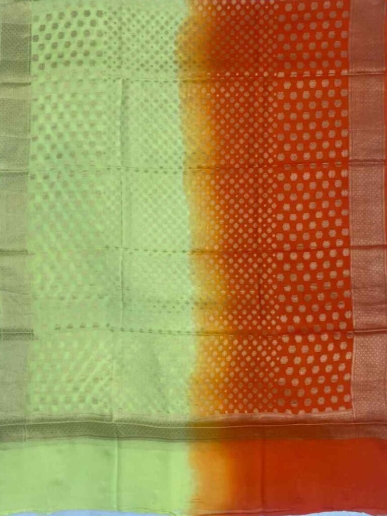 Dual Shade Khaddi Georgette Pure Silk Banarasi Dupatta