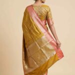 Banarasi Semi Silk Saree In Mustard Colour With ZigZag Zari Work