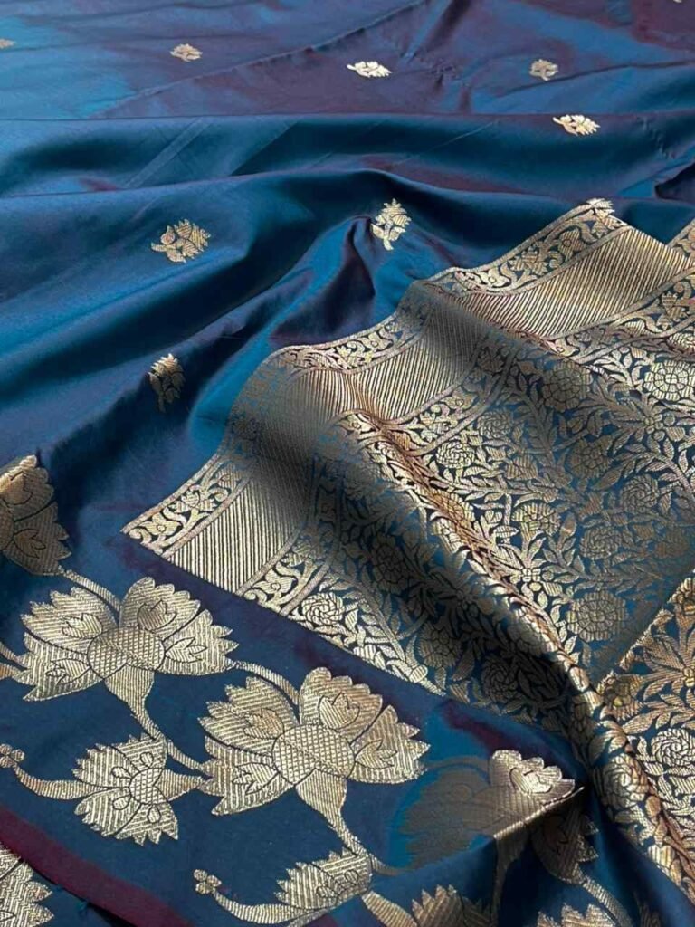 Blue Semi Silk Banarasi Saree