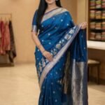 Blue Semi Silk Banarasi Saree