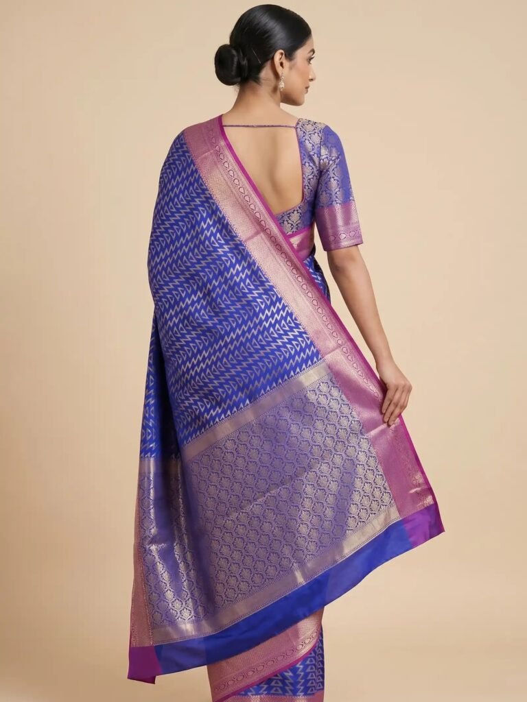 Royal Blue Semi Silk Banarasi Saree
