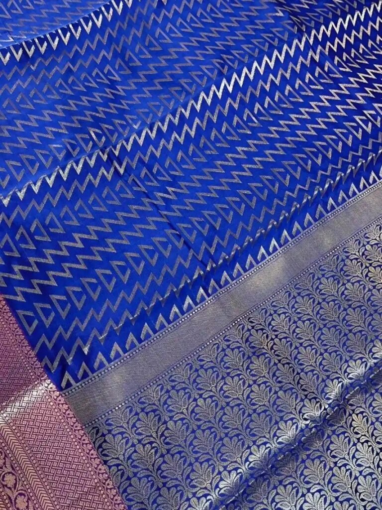 Royal Blue Semi Silk Banarasi Saree