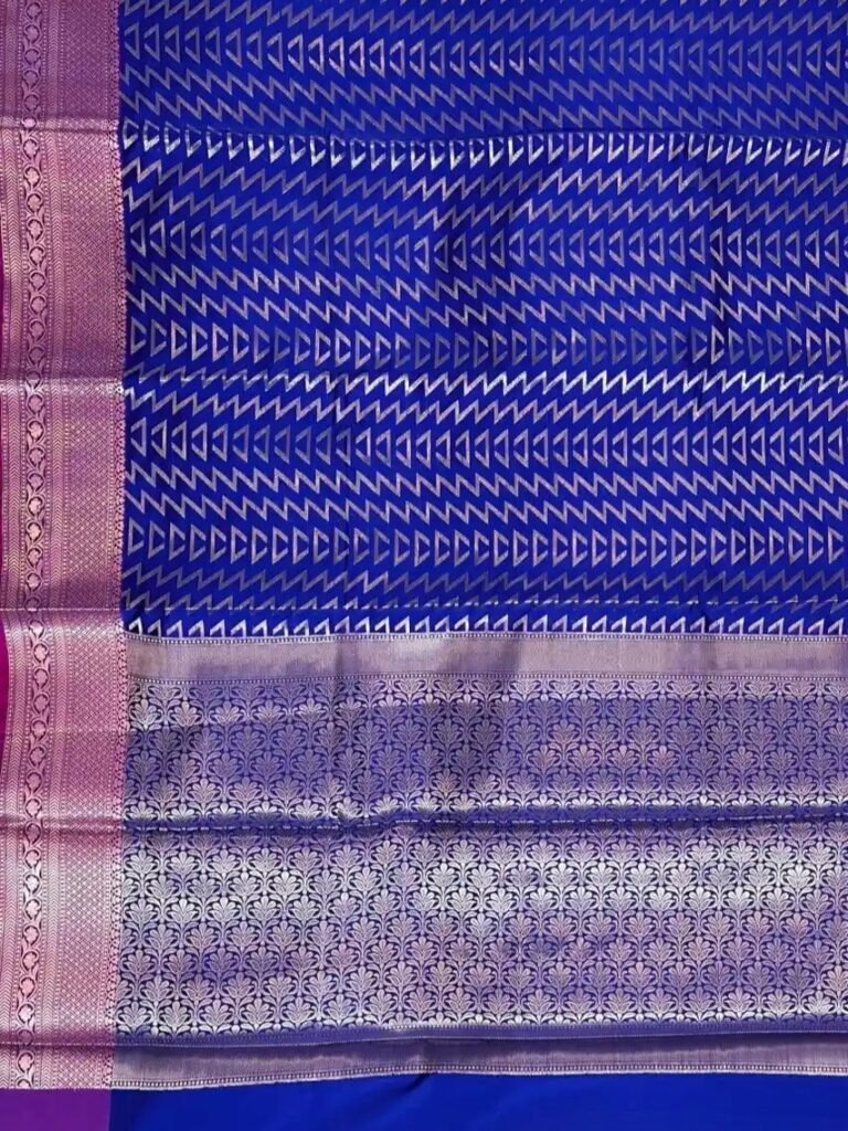 Royal Blue Semi Silk Banarasi Saree
