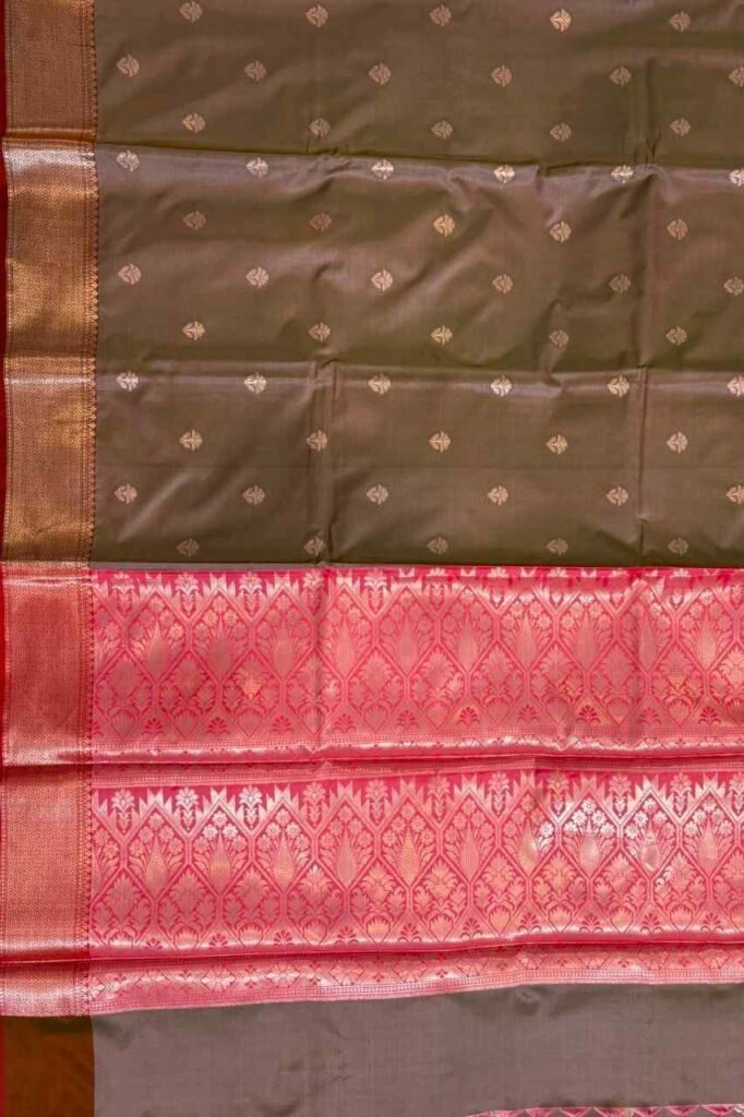 Chiku Semi Silk Banarasi Saree