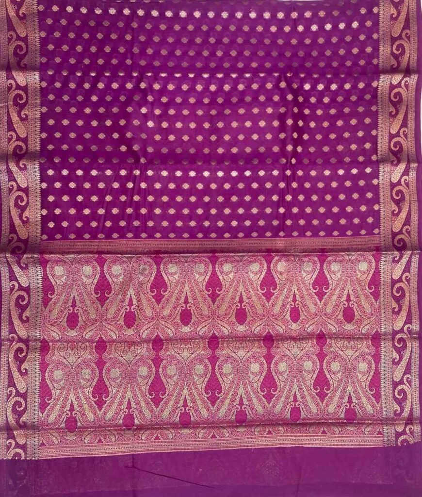 Magenta Cotton Silk Pure Banarasi Saree