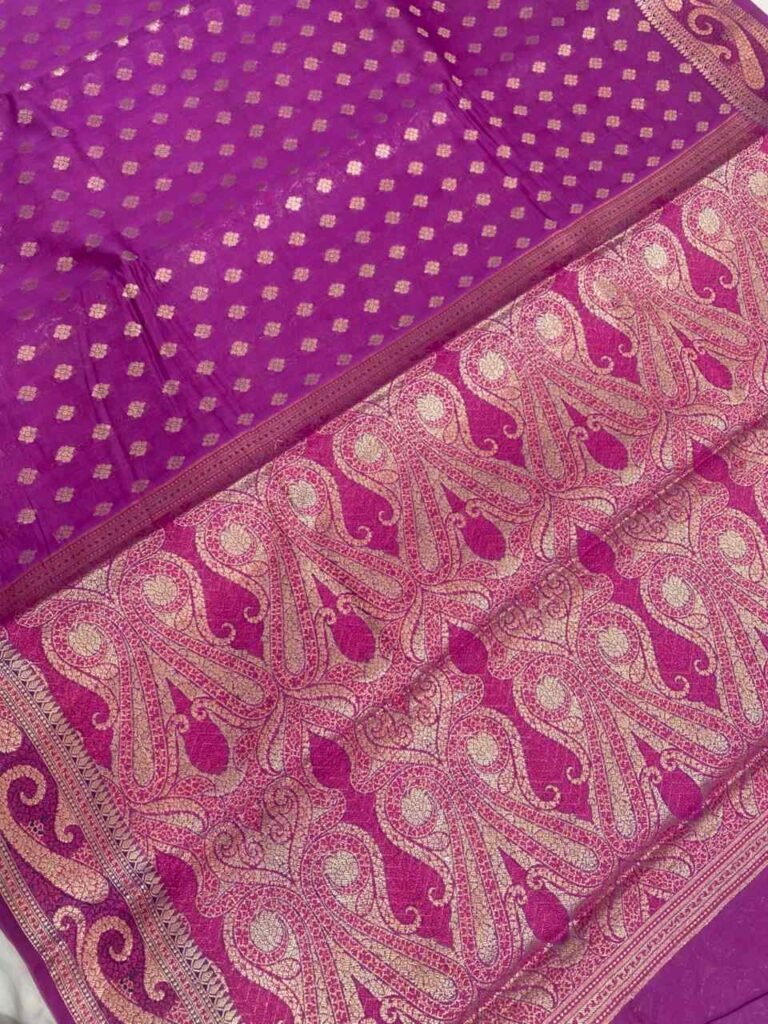 Magenta Cotton Silk Pure Banarasi Saree