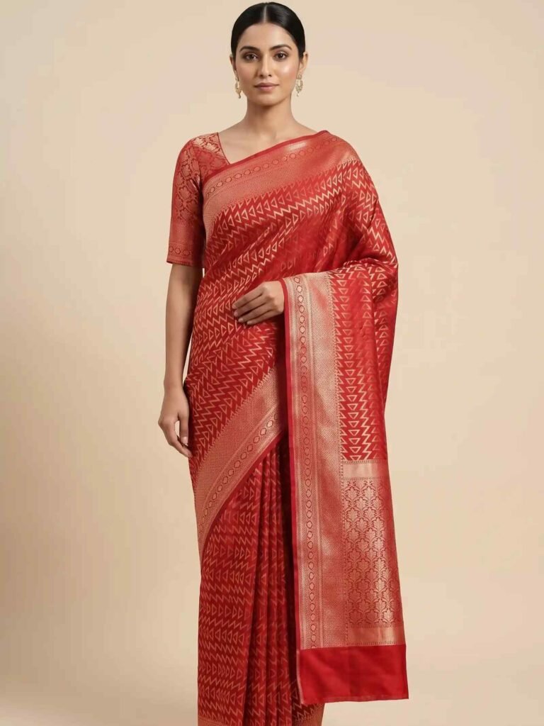Red Semi Silk Banarasi Saree