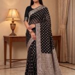 Black Khaddi Georgette Banarasi Silk Saree