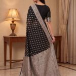 Black Khaddi Georgette Banarasi Silk Saree