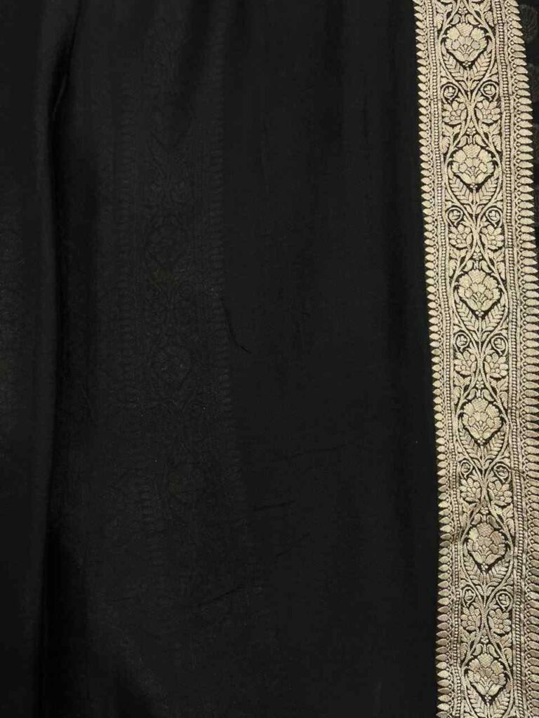 Black Khaddi Georgette Banarasi Silk Saree