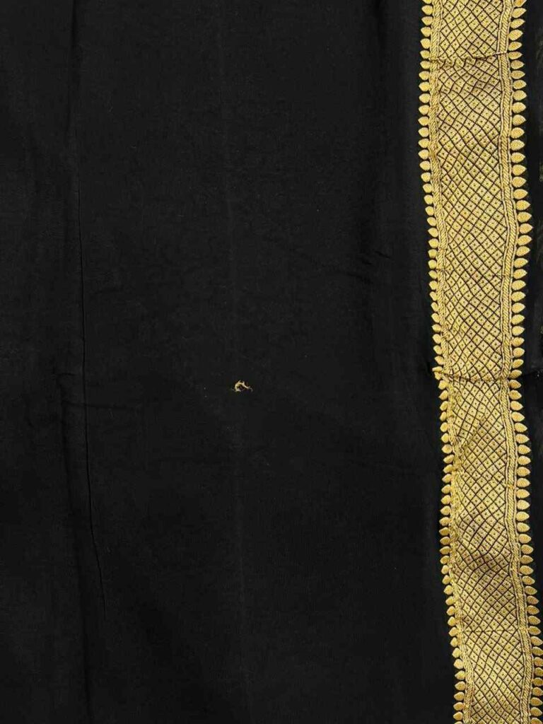 Black Handwoven Khaddi Georgette Banarasi Silk Saree