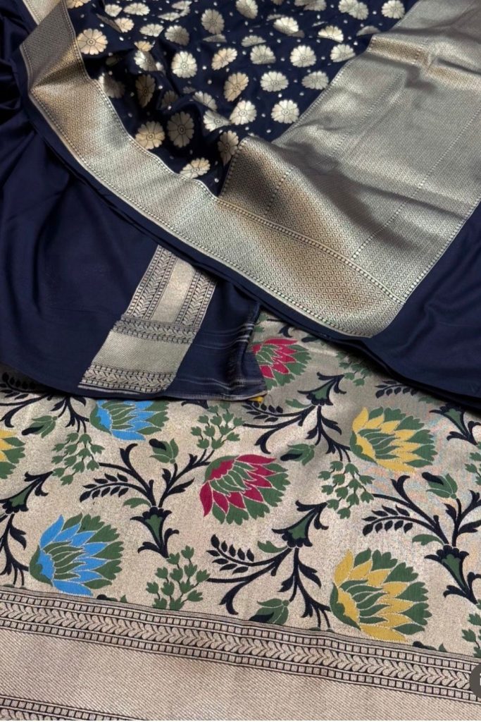 Black Kataan Silk Banarasi Lehenga