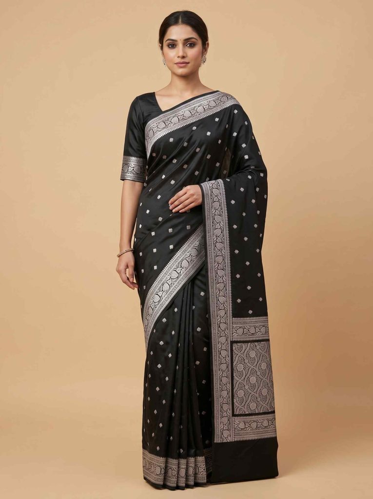 Black Mashru Silk Banarasi Saree