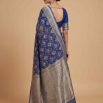 Blue Handwoven Khaddi Georgette Banarasi Silk Saree