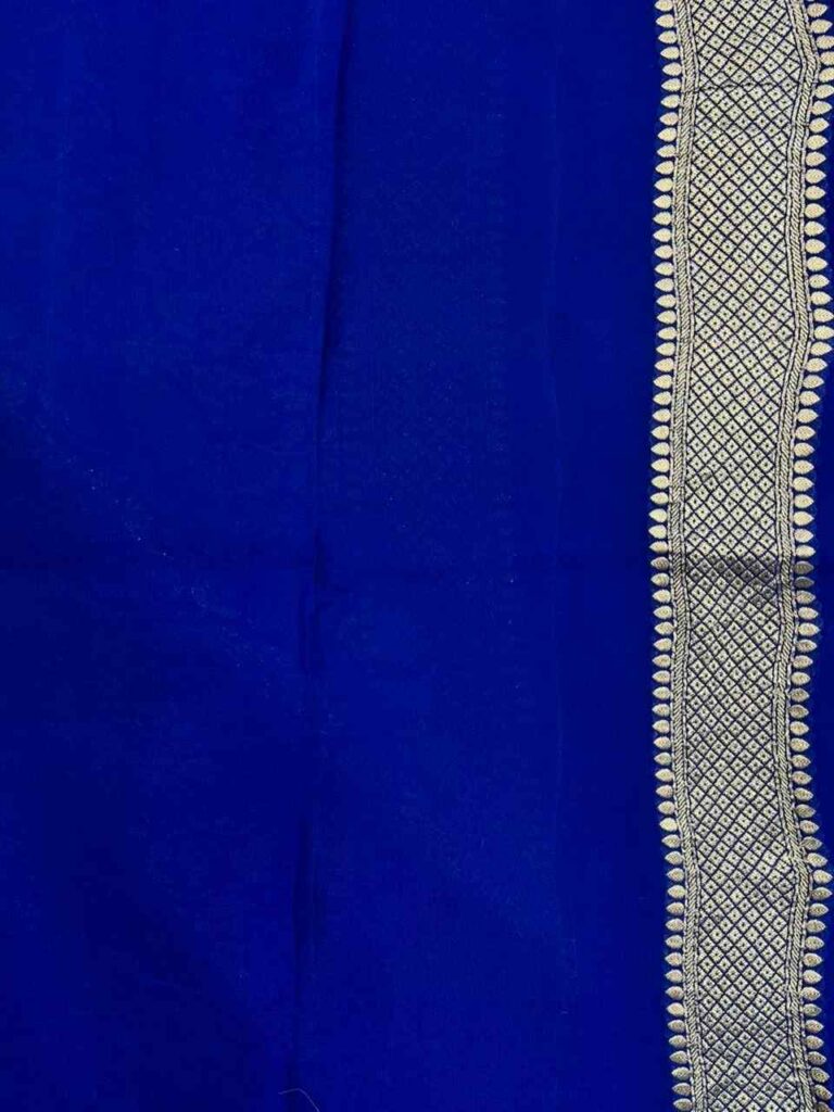 Blue Handwoven Khaddi Georgette Banarasi Silk Saree