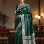 Bottle Green Mashru Silk Banarasi Saree
