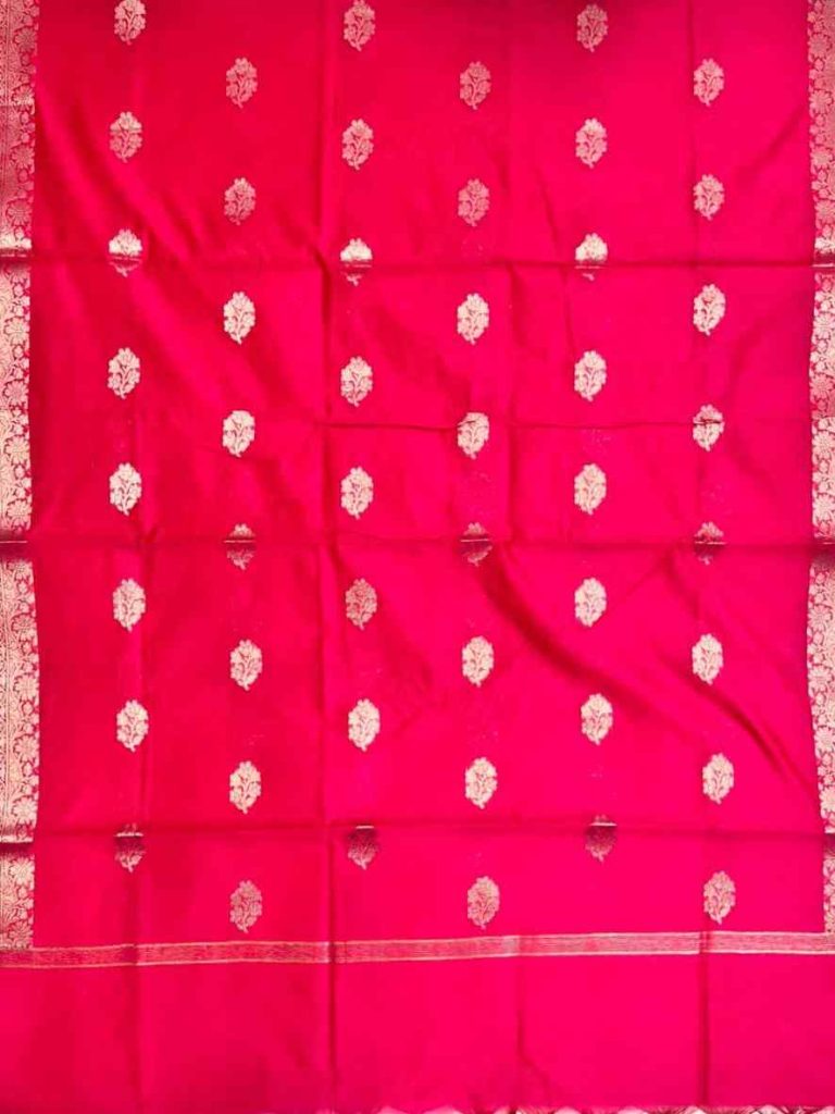 Pink Semi Silk Banarasi Dress Material