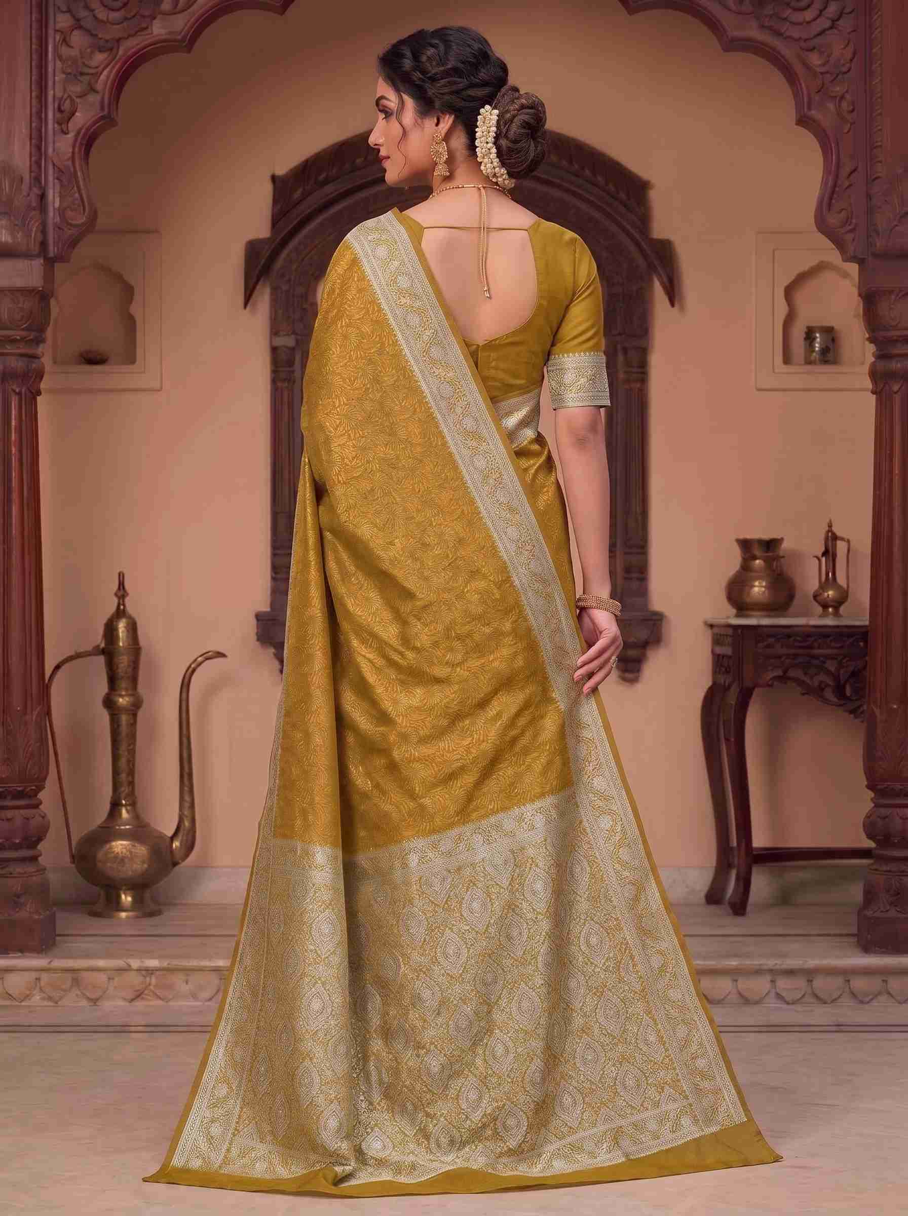 Golden Munga Silk Banarasi Saree
