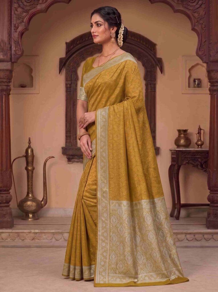 Golden Munga Silk Banarasi Saree