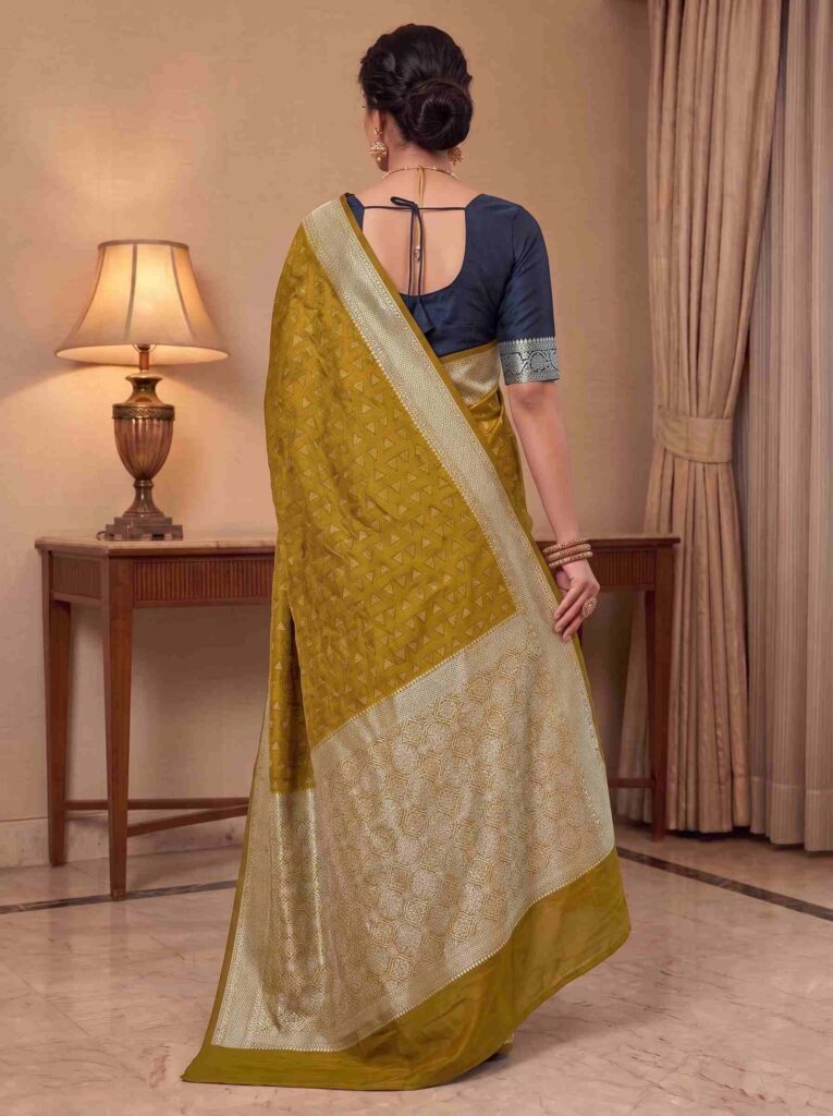 Golden Munga Silk Banarasi Saree