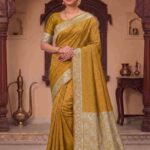 Golden Munga Silk Banarasi Saree