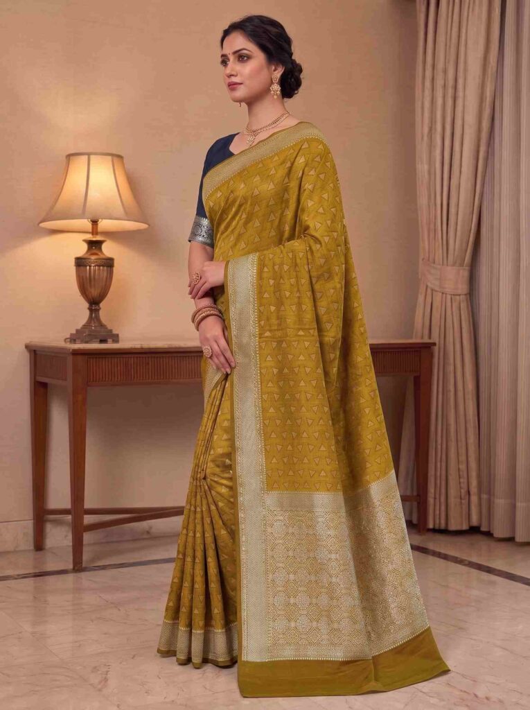Golden Munga Silk Banarasi Saree