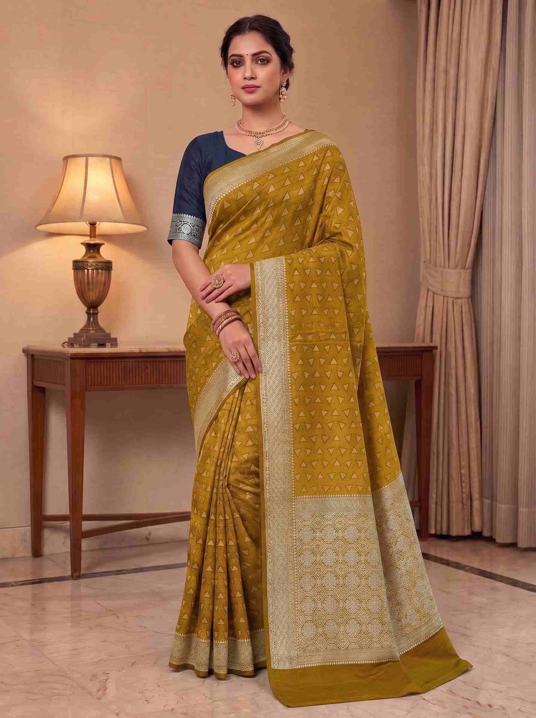Golden Munga Silk Banarasi Saree