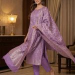 Lavender Semi Silk Dress Material