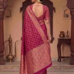 Magenta Munga Silk Banarasi Saree