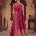 Magenta Munga Silk Banarasi Saree