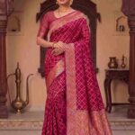 Magenta Munga Silk Banarasi Saree