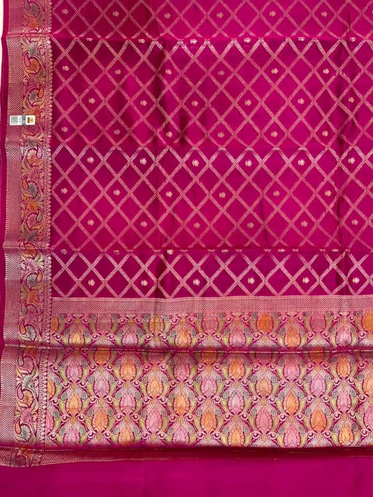 Magenta Munga Silk Banarasi Saree