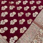 Maroon Handwoven Khaddi Georgette Banarasi Silk Saree