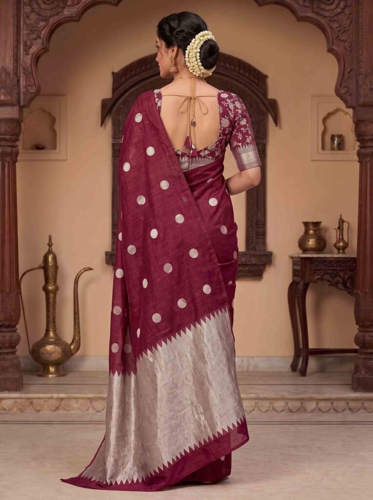 Maroon Munga Silk Banarasi Saree