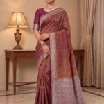 Maroon Munga Silk Banarasi Saree