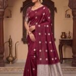 Maroon Munga Silk Banarasi Saree