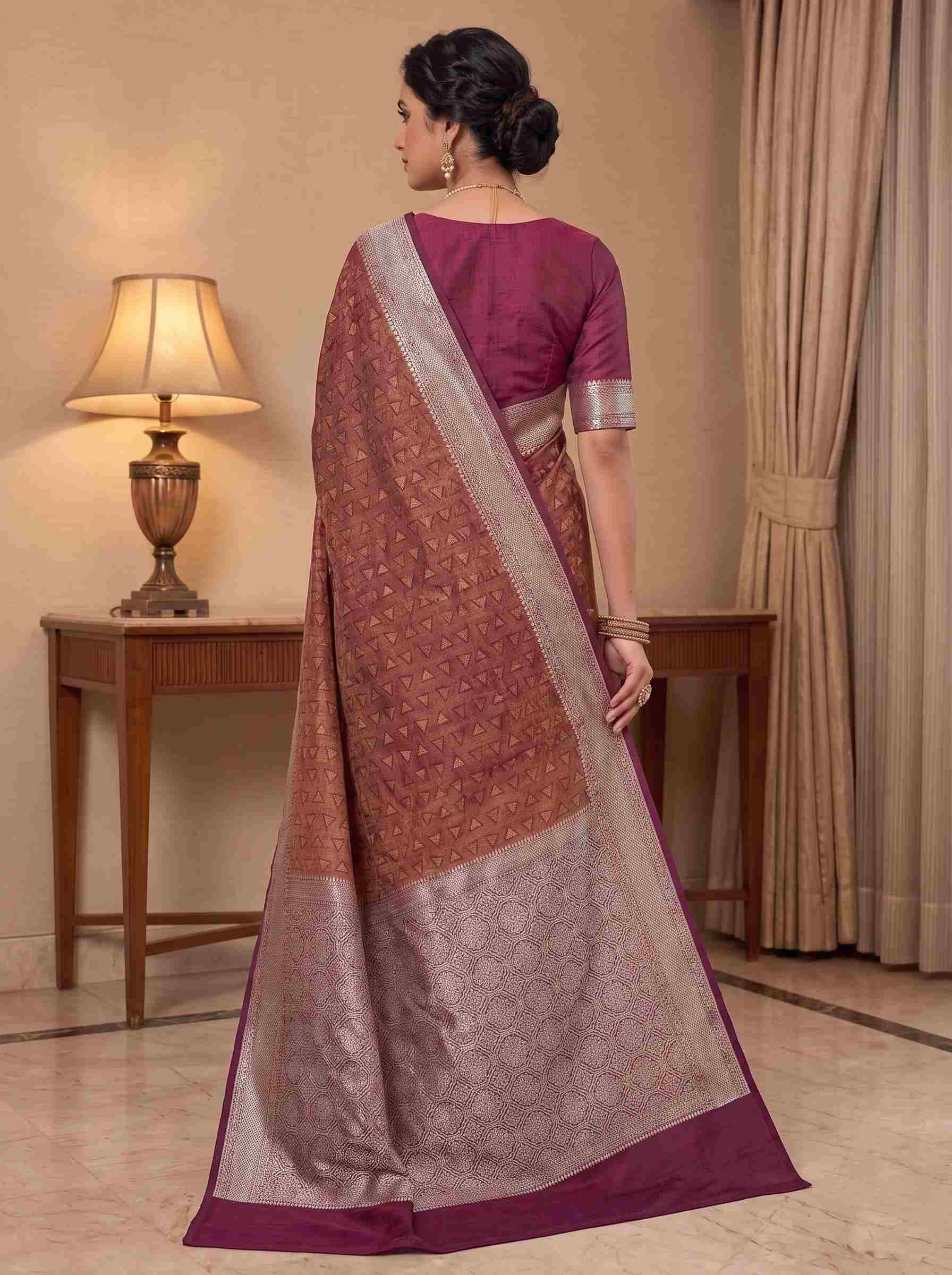 Maroon Munga Silk Banarasi Saree