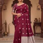 Maroon Munga Silk Banarasi Saree