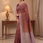 Maroon Munga Silk Banarasi Saree