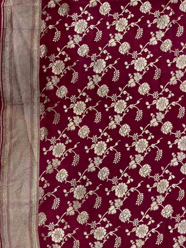 Maroon Munga Silk Banarasi Saree