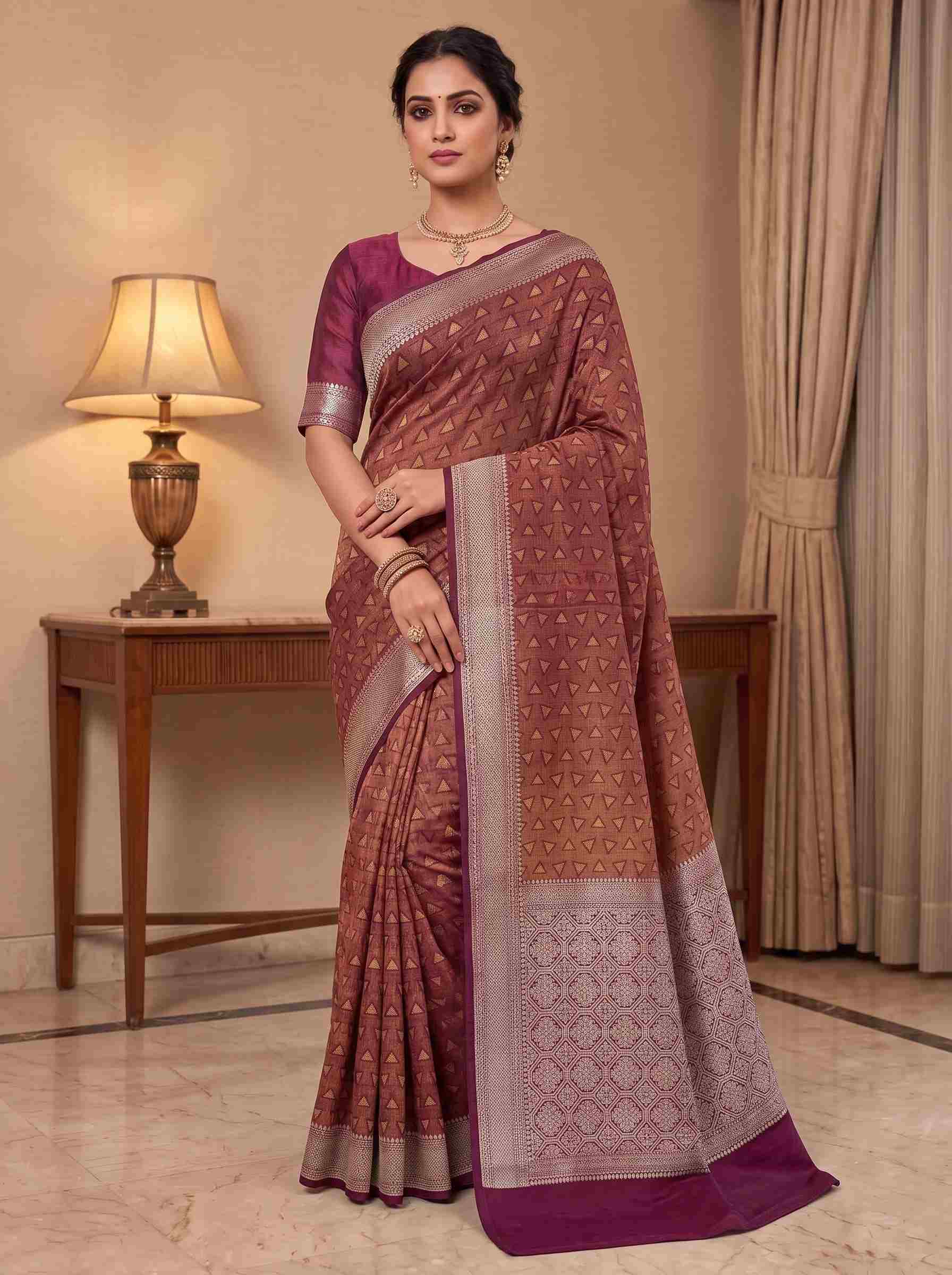 Maroon Munga Silk Banarasi Saree