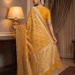 Mustard Handwoven Khaddi Georgette Banarasi Silk Saree