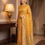 Mustard Handwoven Khaddi Georgette Banarasi Silk Saree