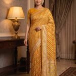 Mustard Handwoven Khaddi Georgette Banarasi Silk Saree